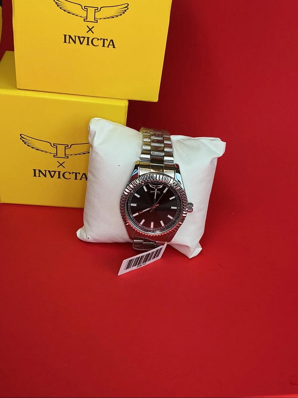 Invicta Silver-Tone Bracelet Watch with Black Dial